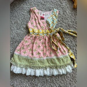 Matilda Jane Pink and Yellow Floral Wrap Dress for Girls